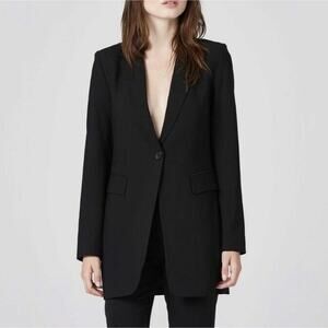 DSTLD WOMENS BLACK LONG SLEEVE ONE BUTTON OVERSIZED FORMAL BLAZER JACKET SIZE XS